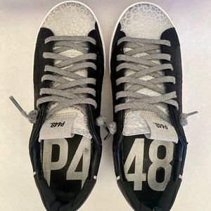 P448 Black John Pearl Sneakers with glitter